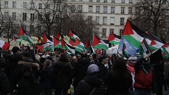 巴黎（Paris）的親巴勒斯坦抗議者（照片來源：Esra Tuskin/AA）